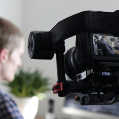 Man As Seen Through Video Camera "View" Screen